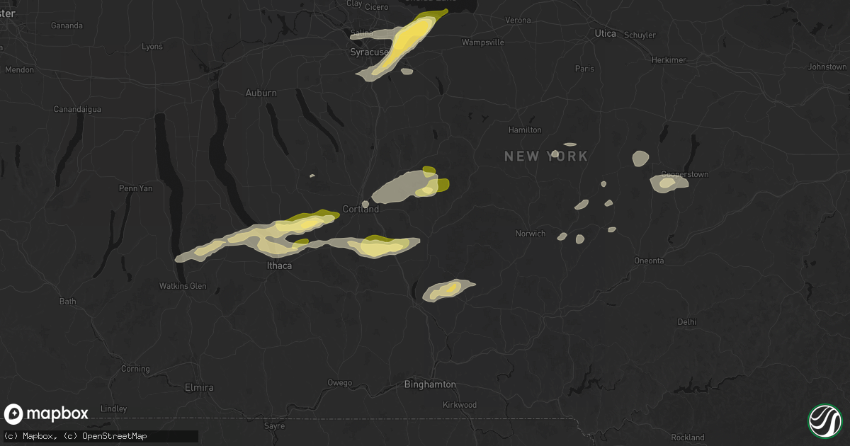 Hail map in Cincinnatus, NY on August 27, 2026