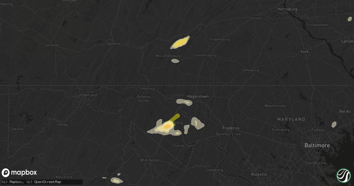 Hail map in Clear Spring, MD on August 27, 2026