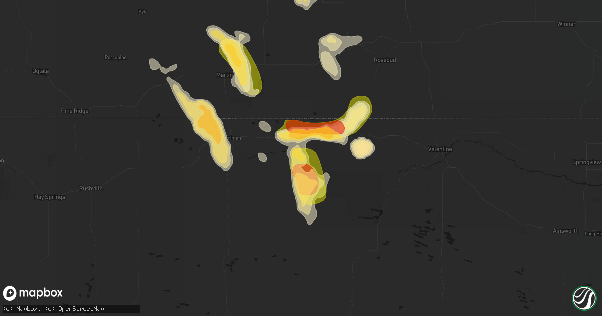 Hail map in Cody, NE on August 27, 2026