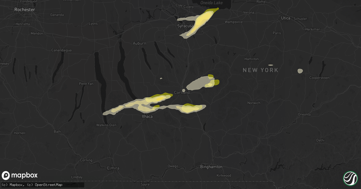 Hail map in Cortland, NY on August 27, 2026