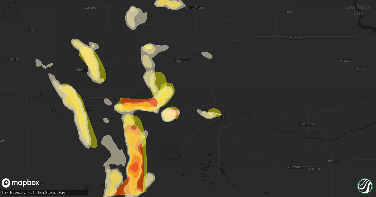 Hail map in Crookston, NE on August 27, 2026