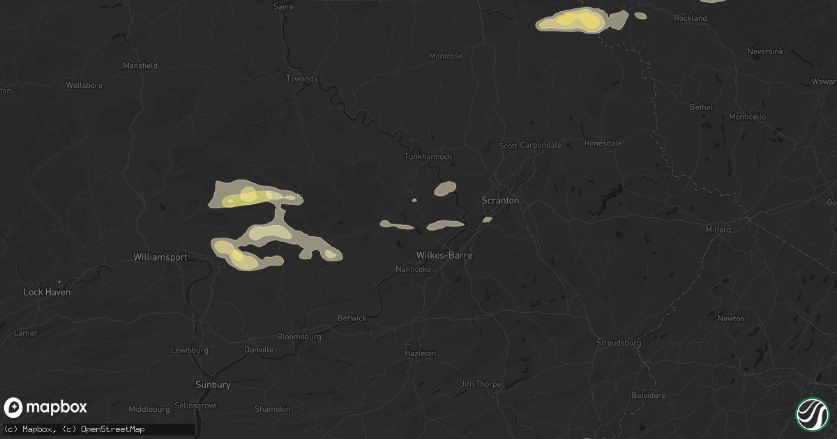 Hail map in Dallas, PA on August 27, 2026
