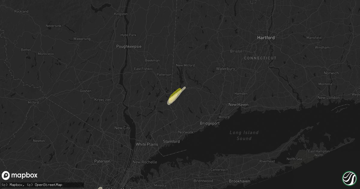 Hail map in Danbury, CT on August 27, 2026