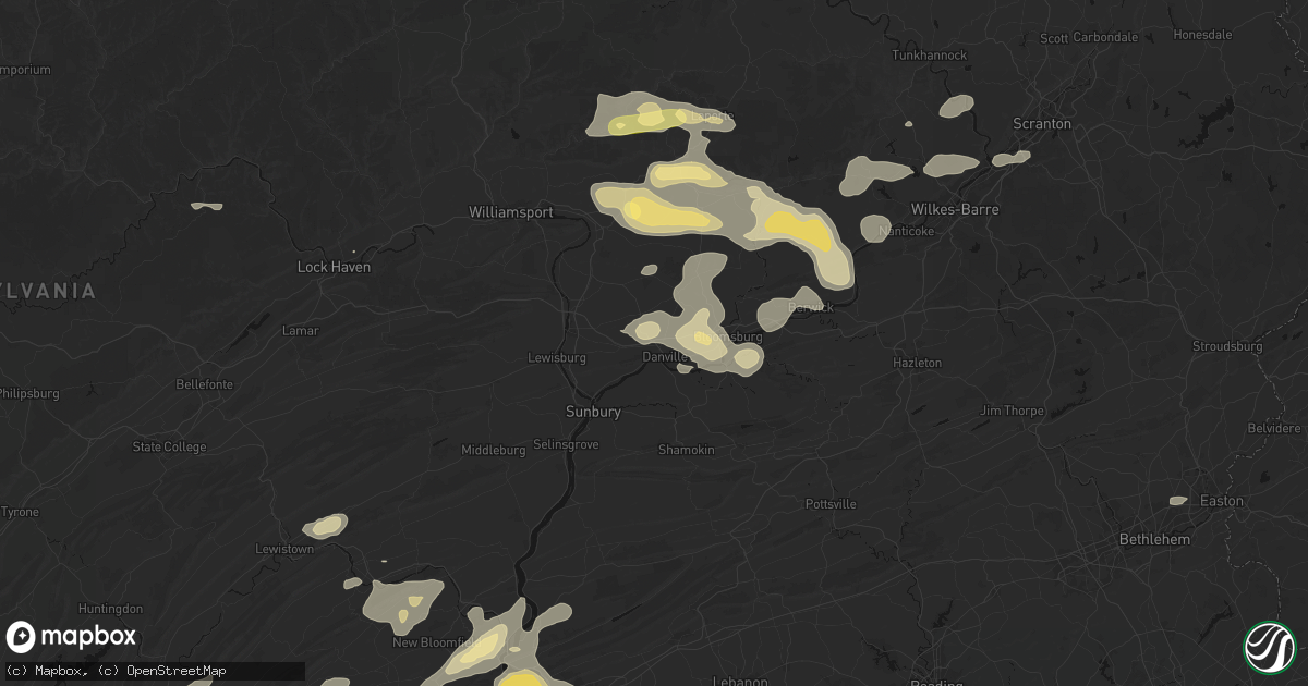 Hail map in Danville, PA on August 27, 2026