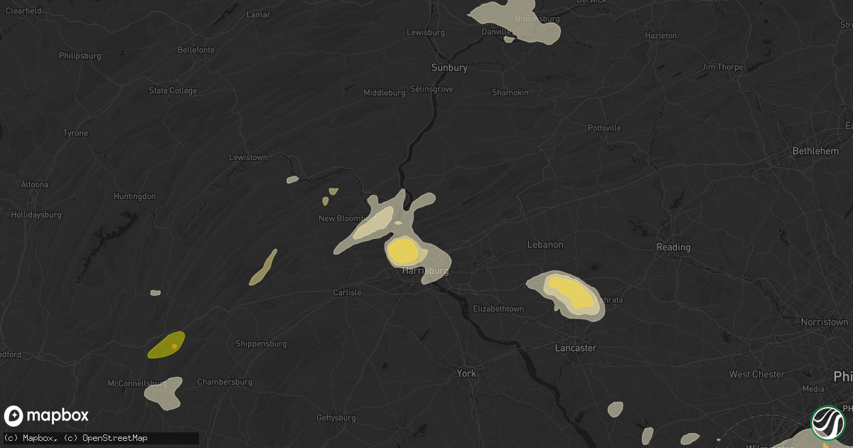 Hail map in Dauphin, PA on August 27, 2026