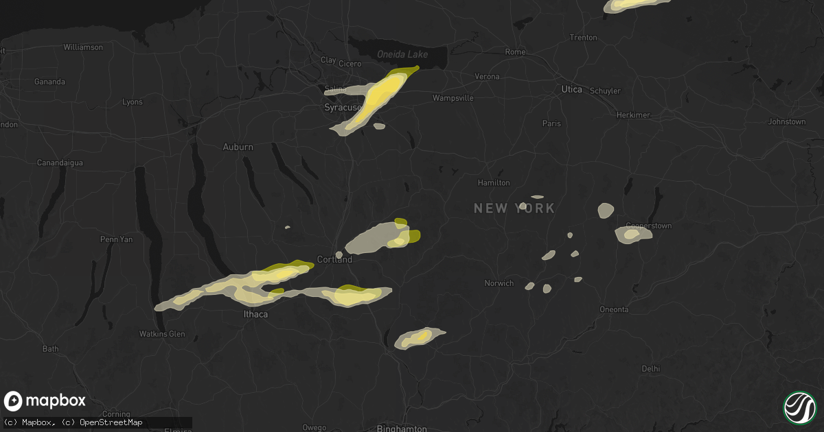 Hail map in De Ruyter, NY on August 27, 2026