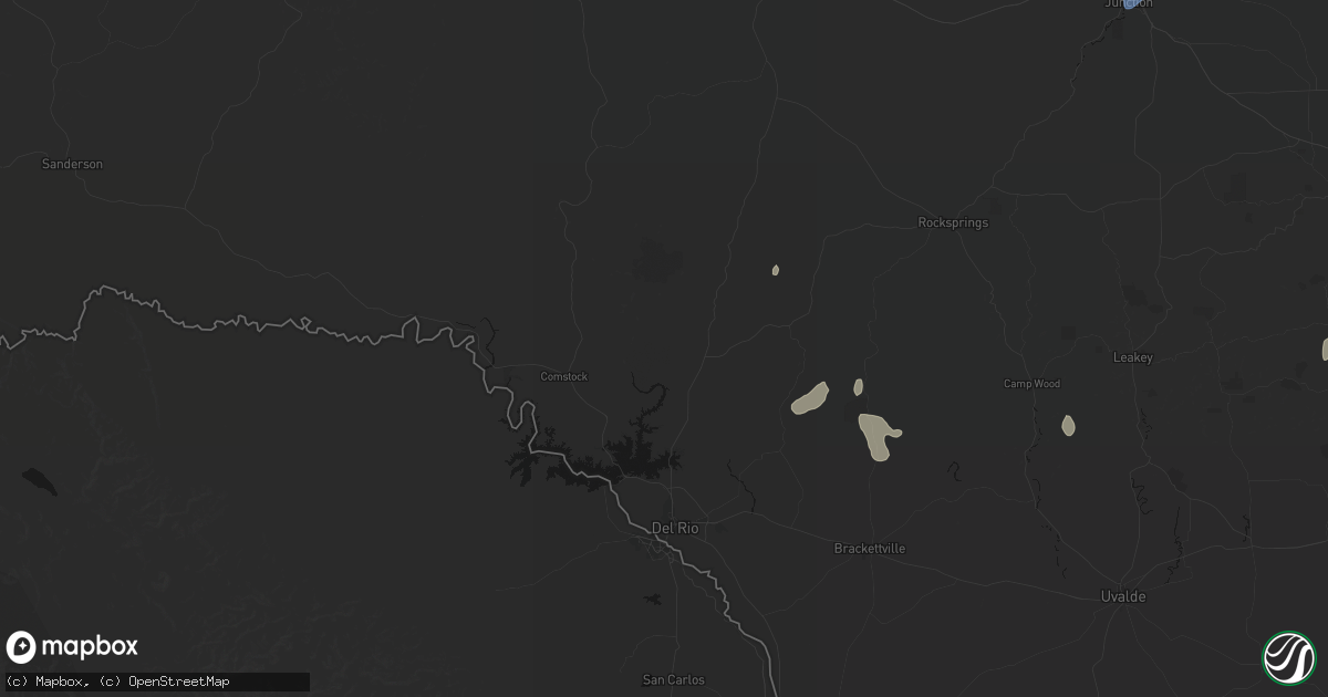 Hail map in Del Rio, TX on August 27, 2026