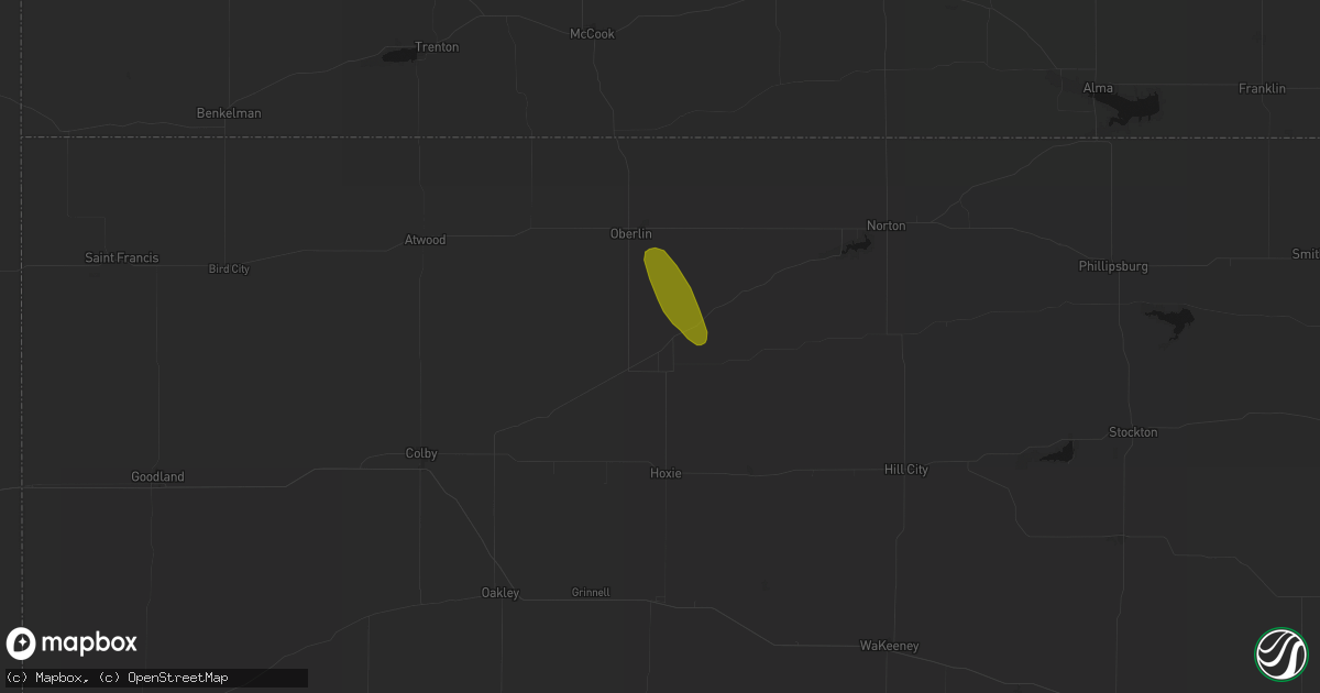 Hail map in Dresden, KS on August 27, 2026