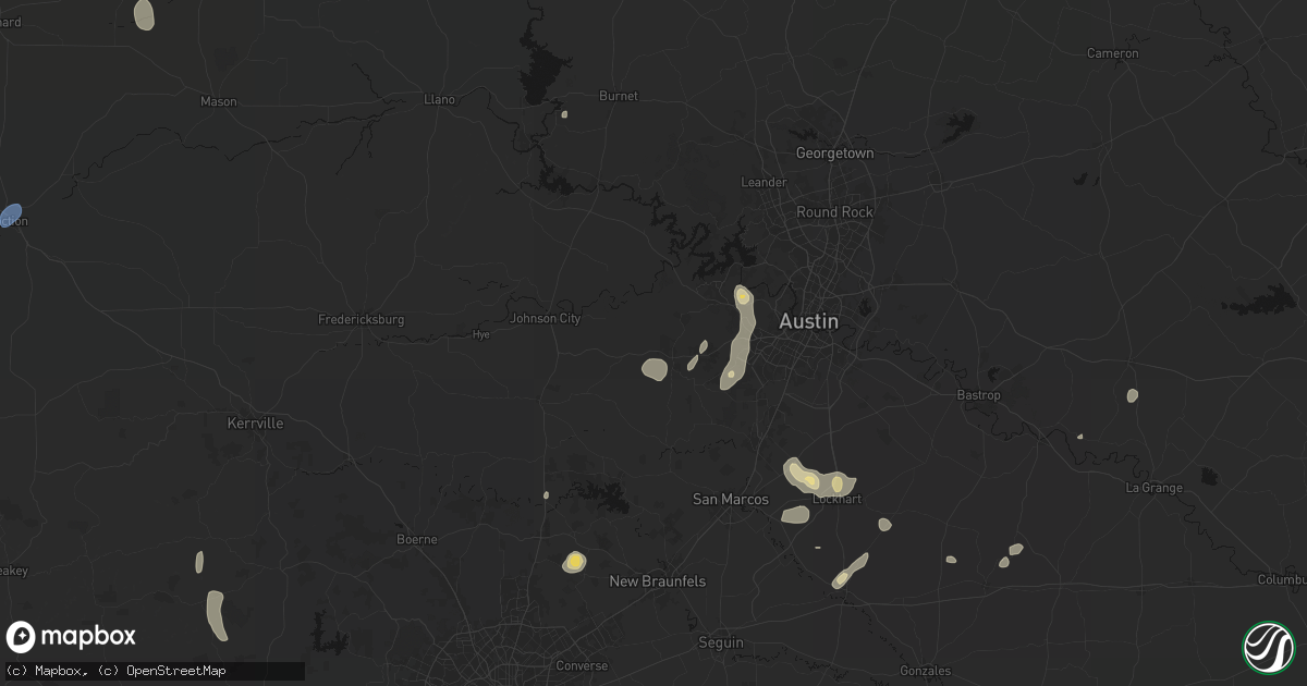 Hail map in Dripping Springs, TX on August 27, 2026