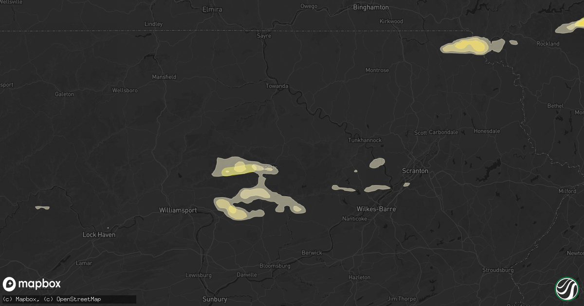 Hail map in Dushore, PA on August 27, 2026