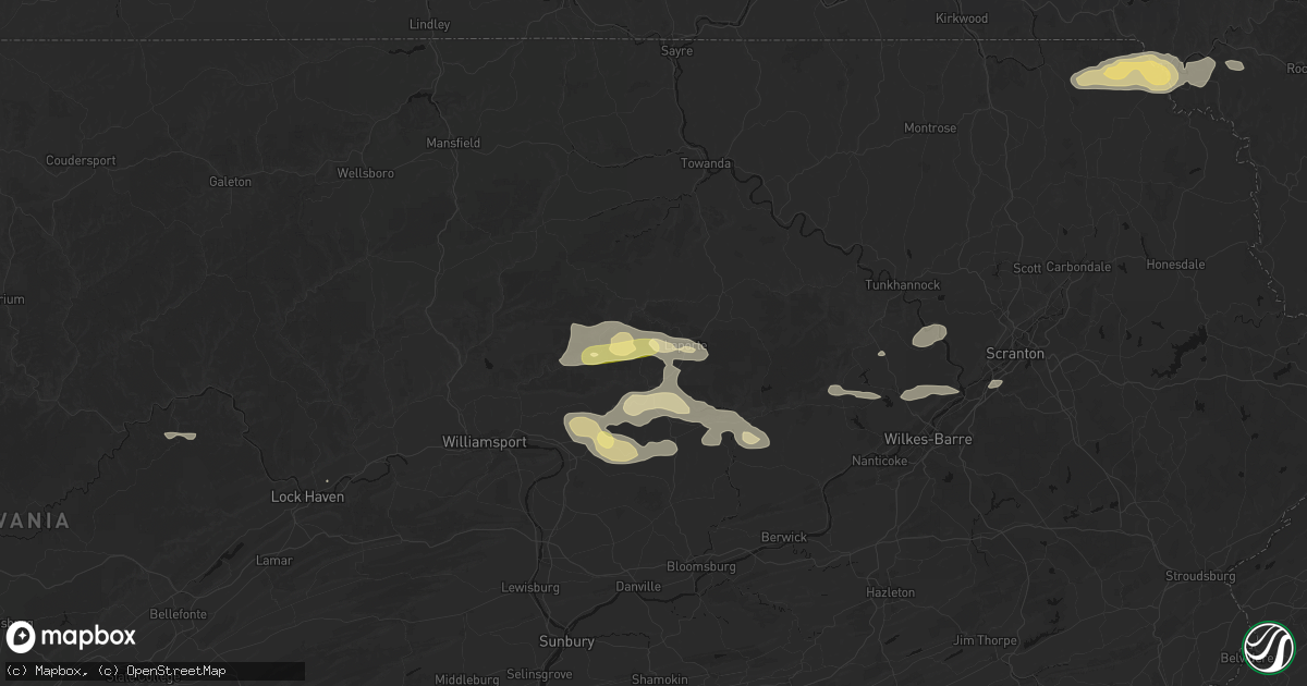 Hail map in Eagles Mere, PA on August 27, 2026