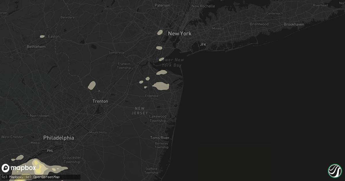 Hail map in Eatontown, NJ on August 27, 2026