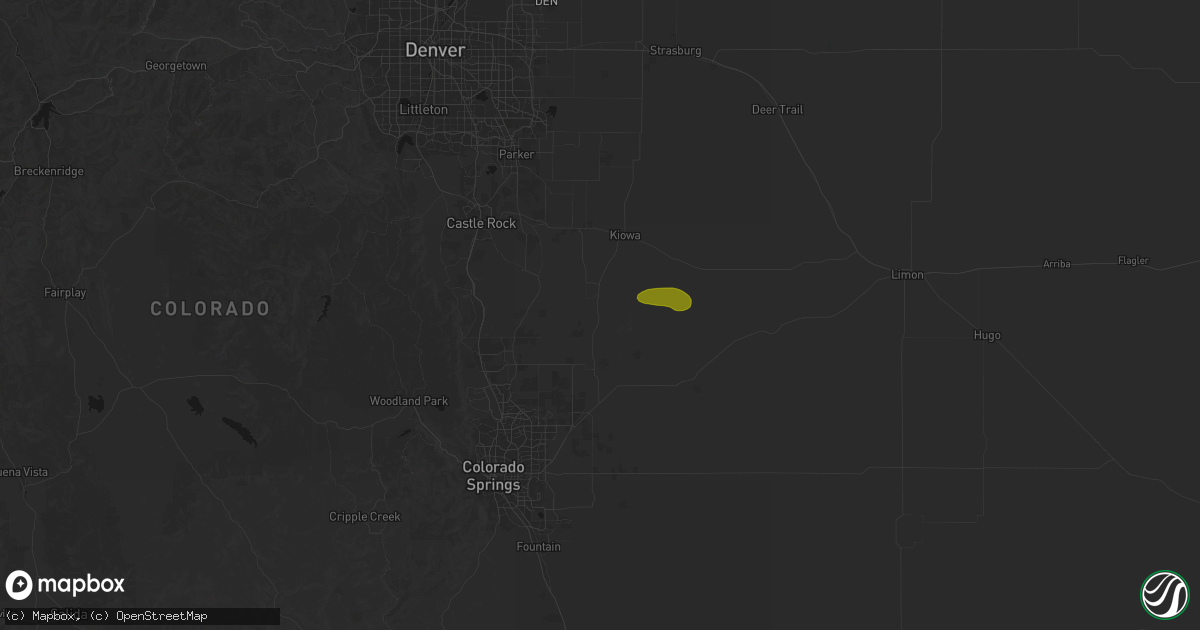 Hail map in Elbert, CO on August 27, 2026