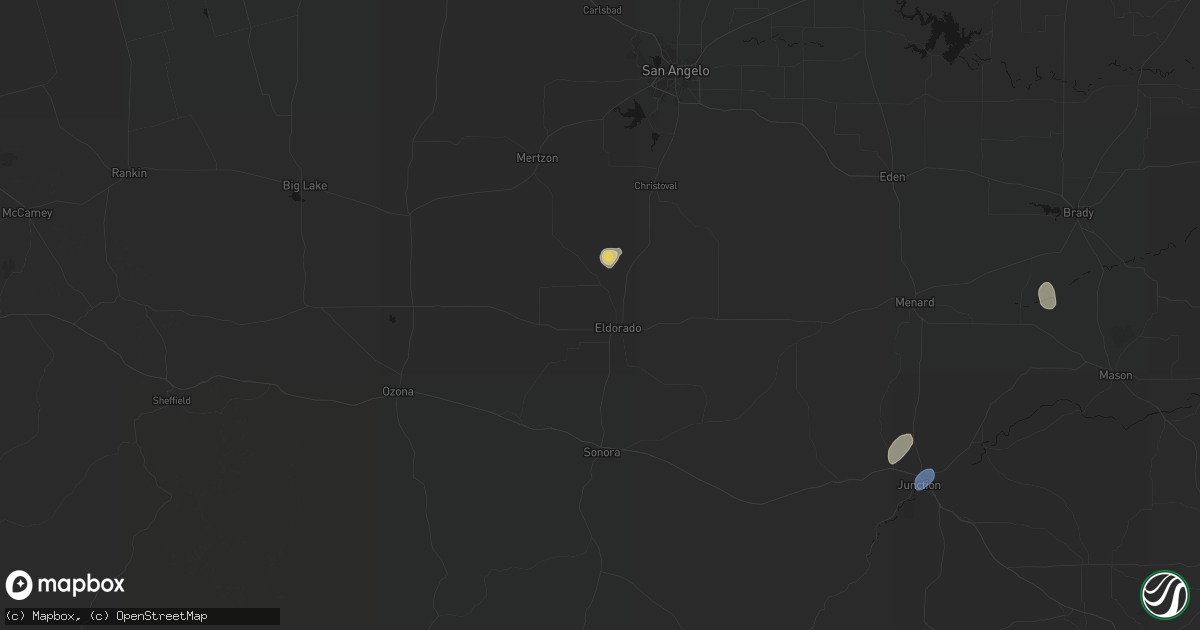 Hail map in Eldorado, TX on August 27, 2026