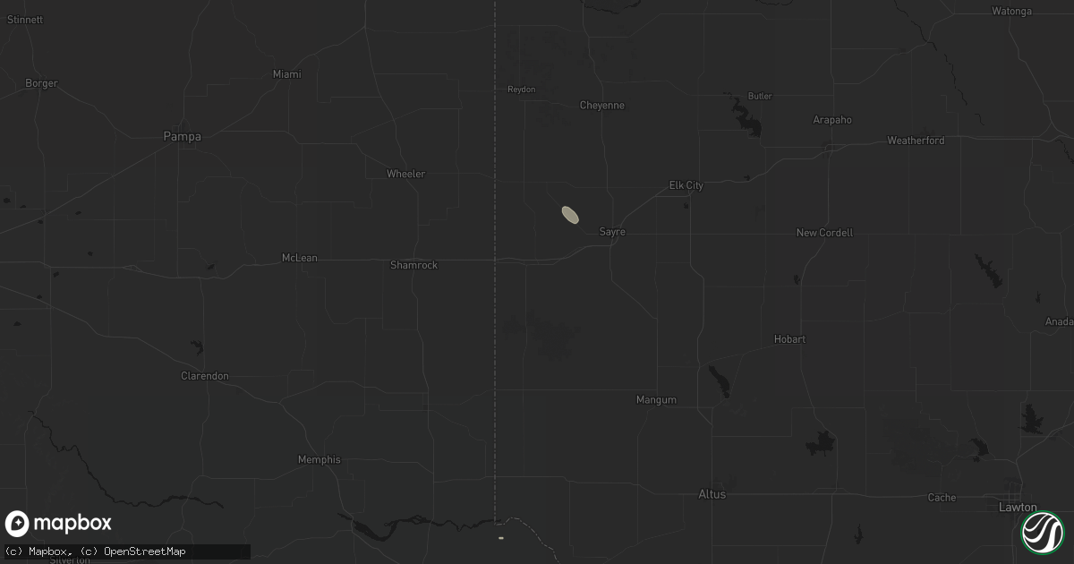 Hail map in Erick, OK on August 27, 2026
