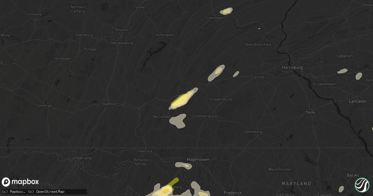 Hail map in Fannettsburg, PA on August 27, 2026