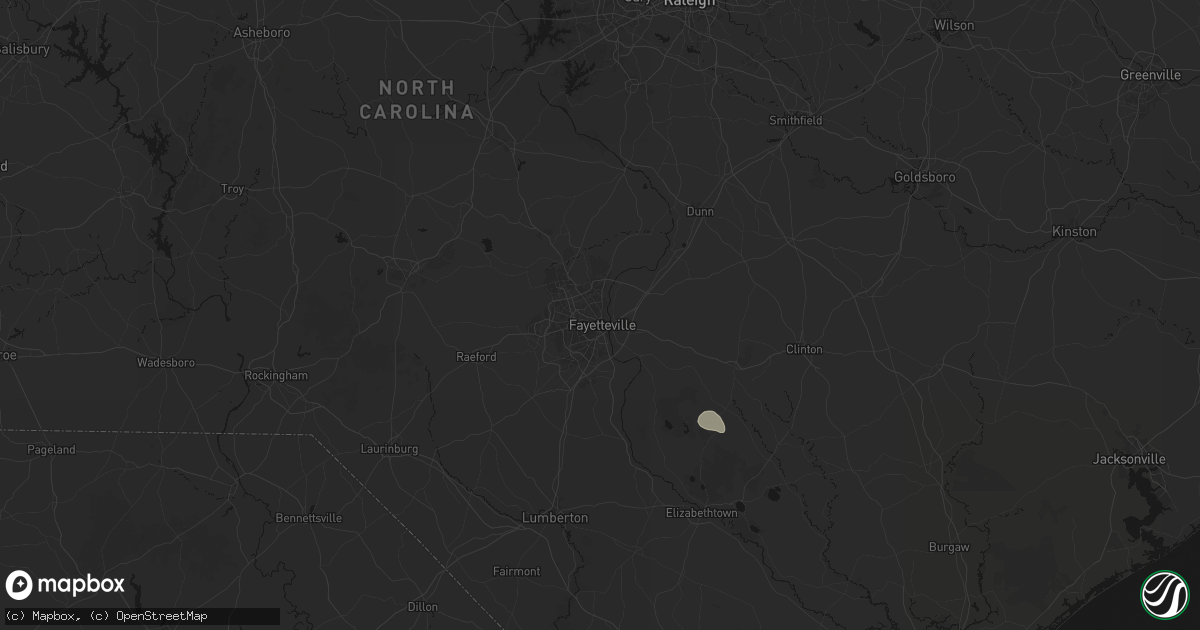 Hail map in Fayetteville, NC on August 27, 2026
