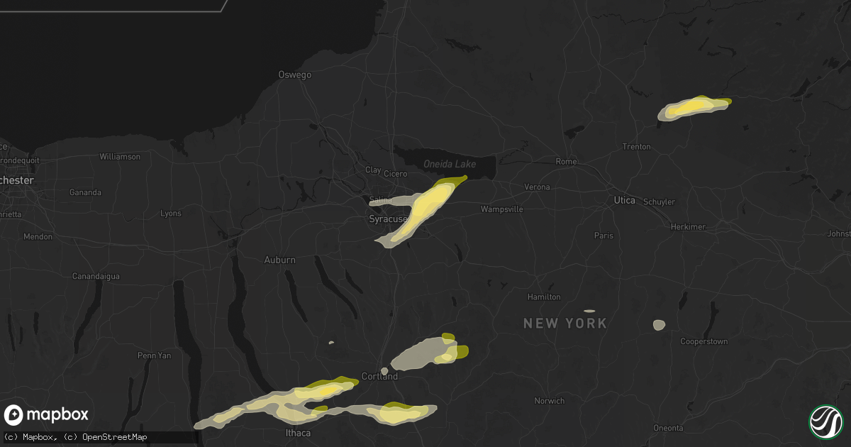 Hail map in Fayetteville, NY on August 27, 2026