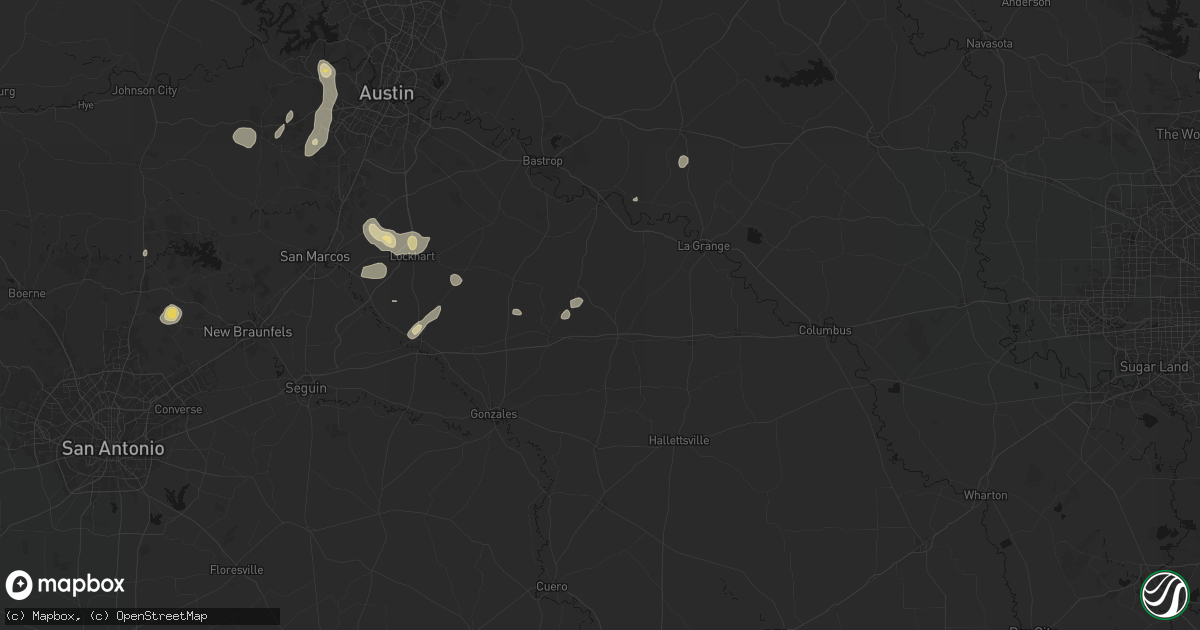 Hail map in Flatonia, TX on August 27, 2026