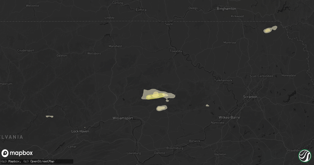 Hail map in Forksville, PA on August 27, 2026