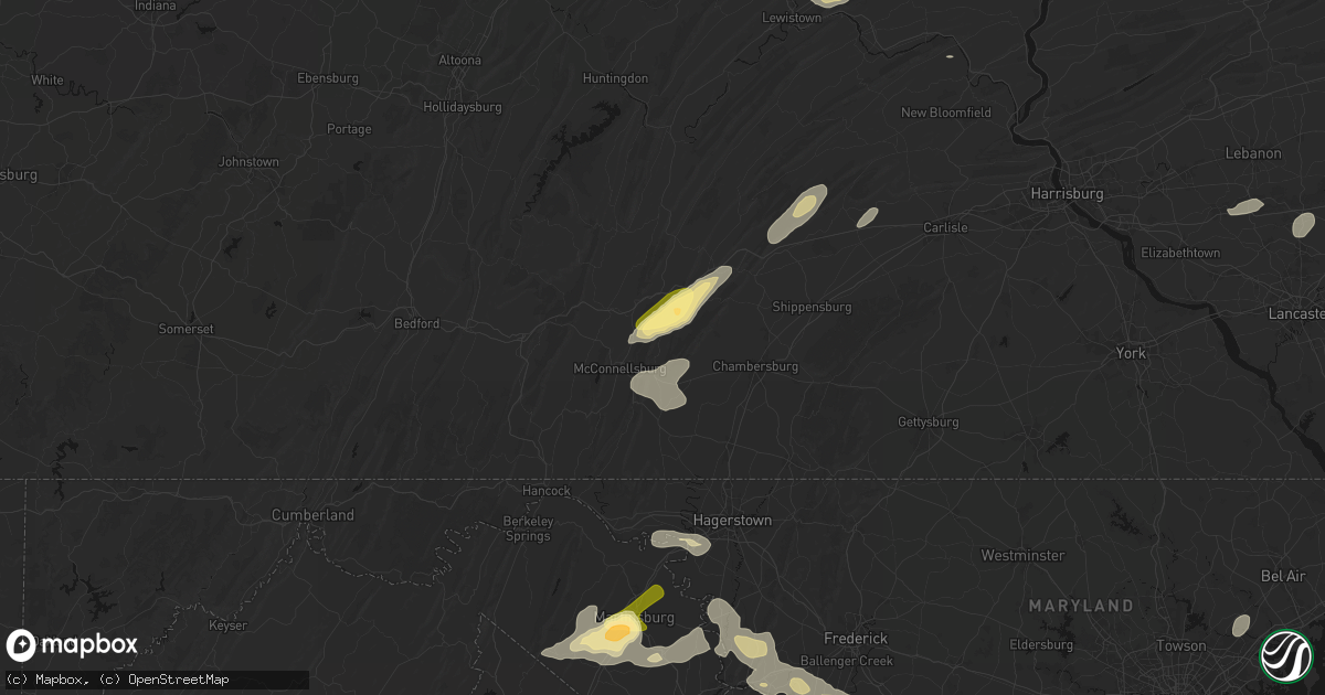 Hail map in Fort Loudon, PA on August 27, 2026