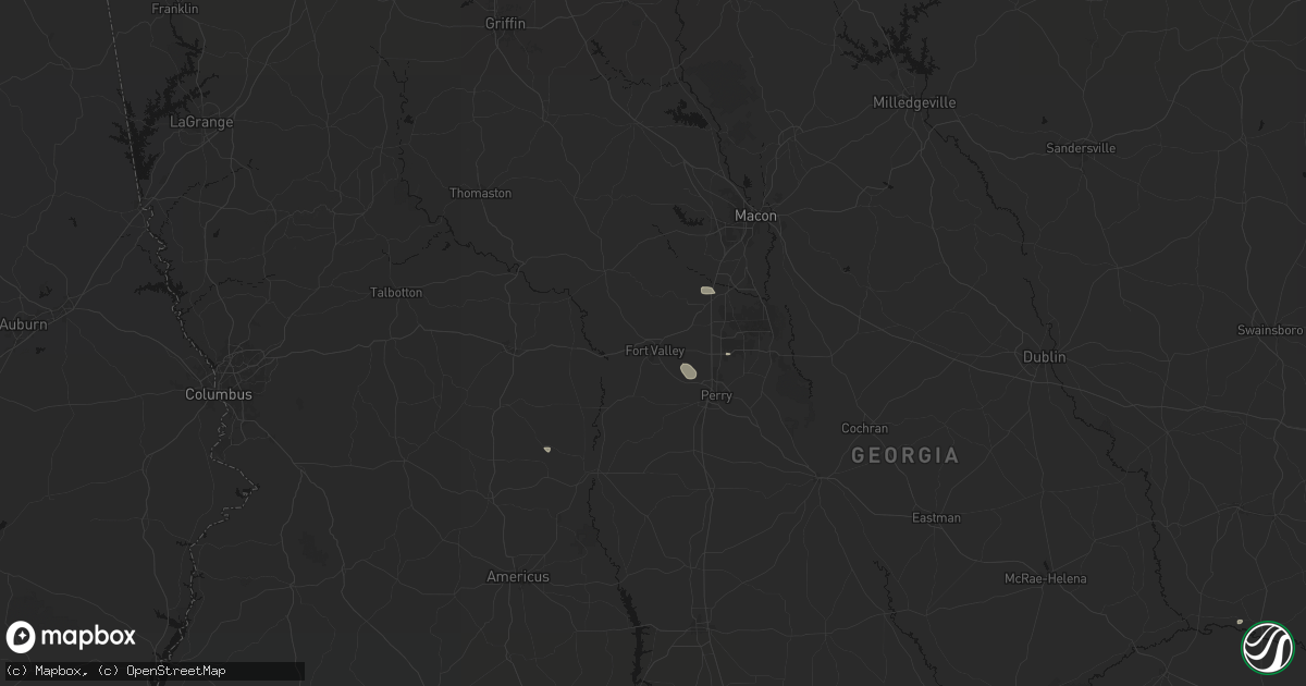 Hail map in Fort Valley, GA on August 27, 2026