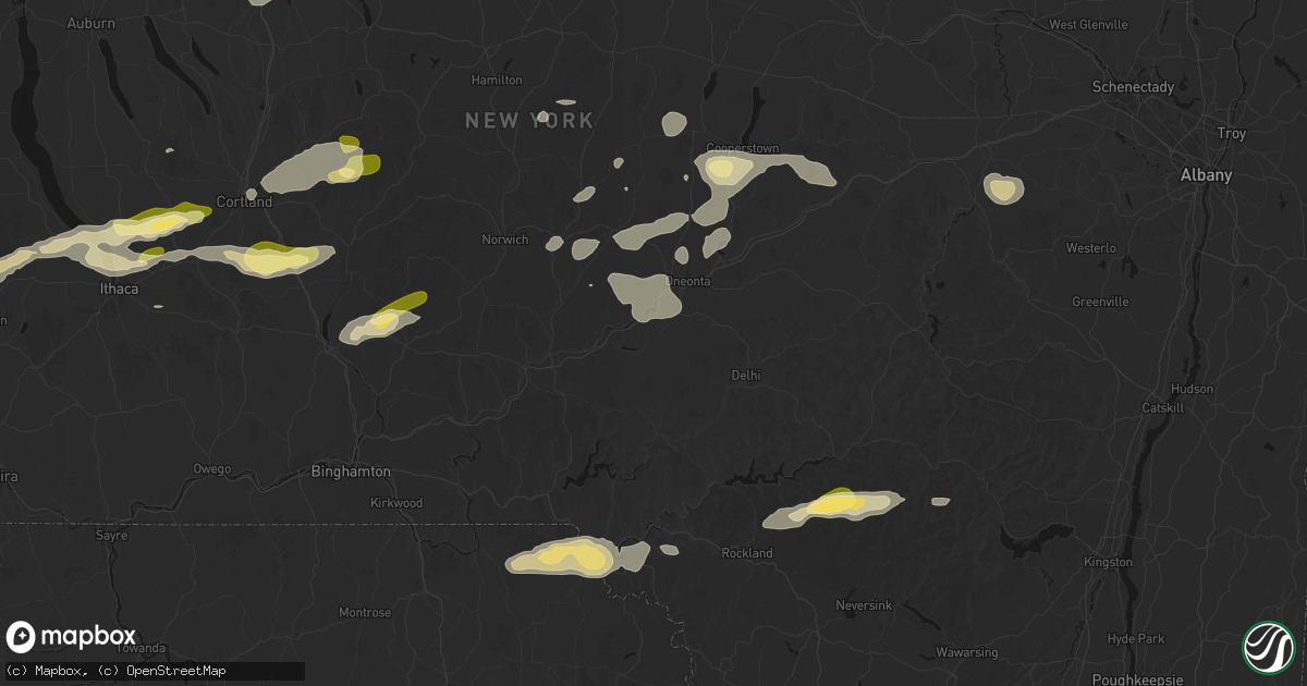 Hail map in Franklin, NY on August 27, 2026