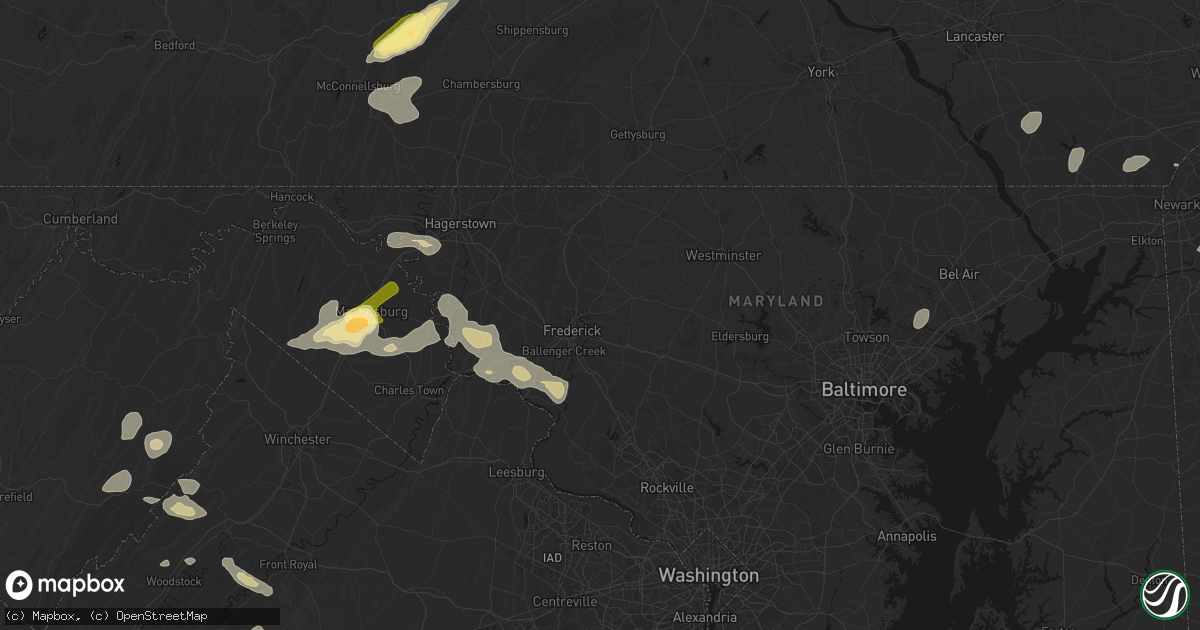 Hail map in Frederick, MD on August 27, 2026