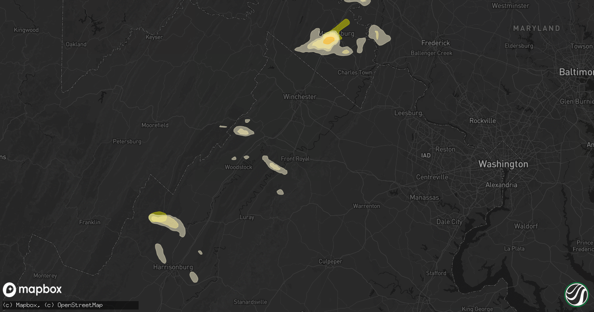 Hail map in Front Royal, VA on August 27, 2026
