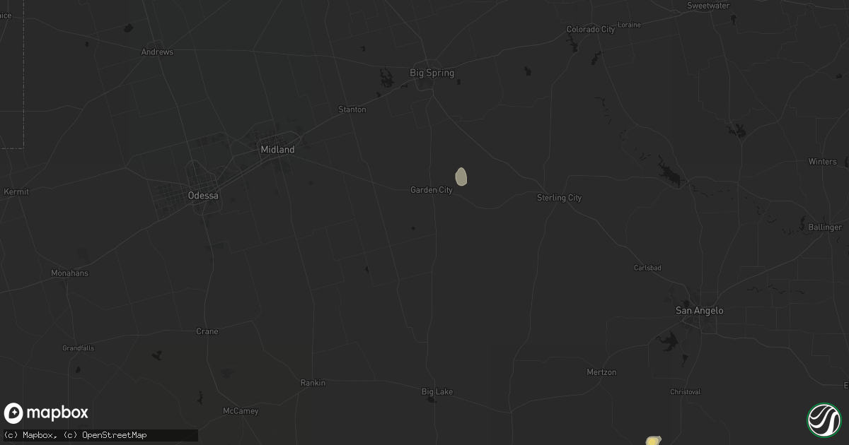 Hail map in Garden City, TX on August 27, 2026