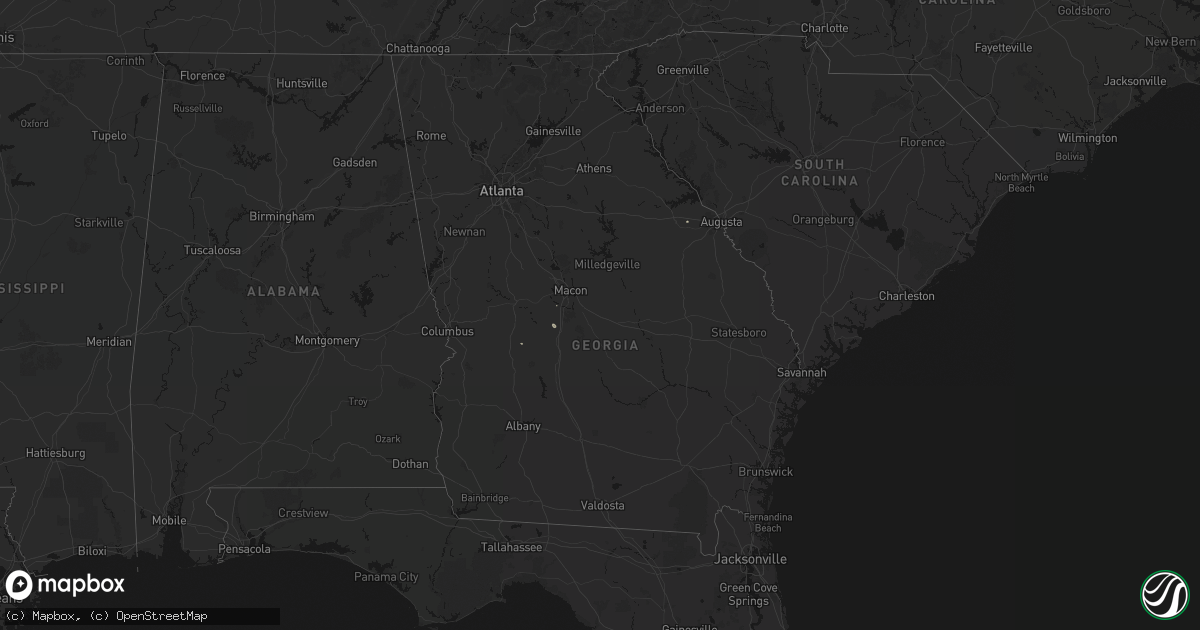 Hail map in Georgia on August 27, 2026