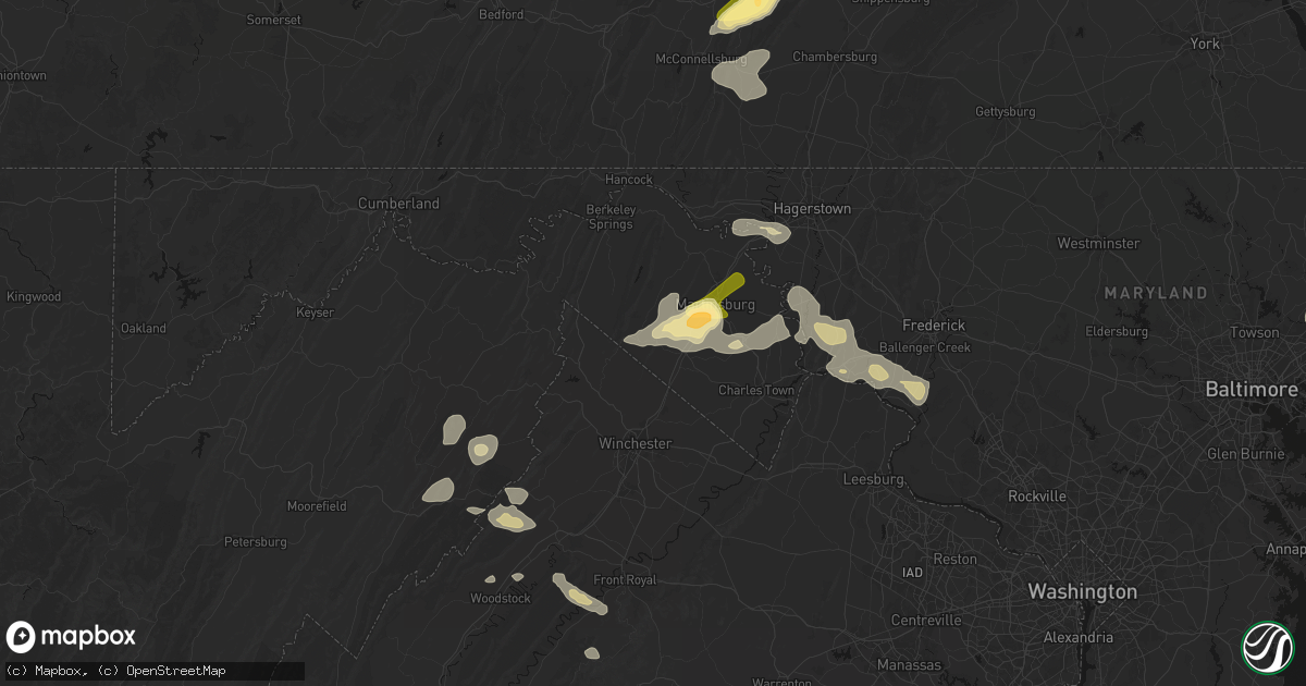Hail map in Gerrardstown, WV on August 27, 2026