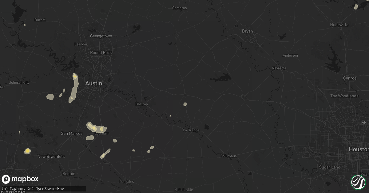 Hail map in Giddings, TX on August 27, 2026