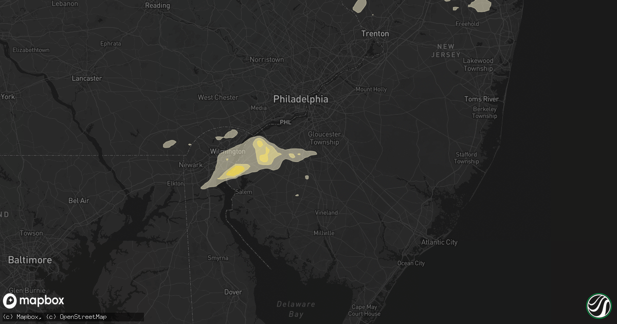 Hail map in Glassboro, NJ on August 27, 2026