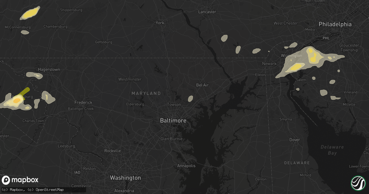 Hail map in Glen Arm, MD on August 27, 2026