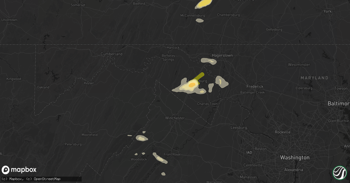 Hail map in Glengary, WV on August 27, 2026