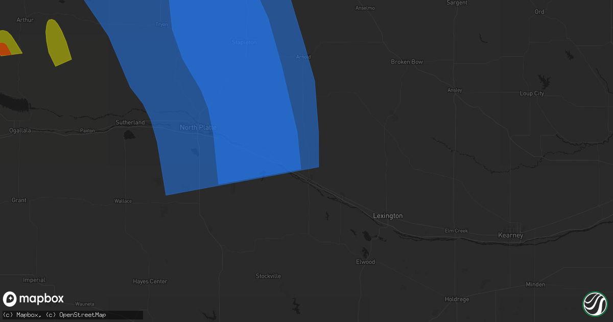 Hail map in Gothenburg, NE on August 27, 2026