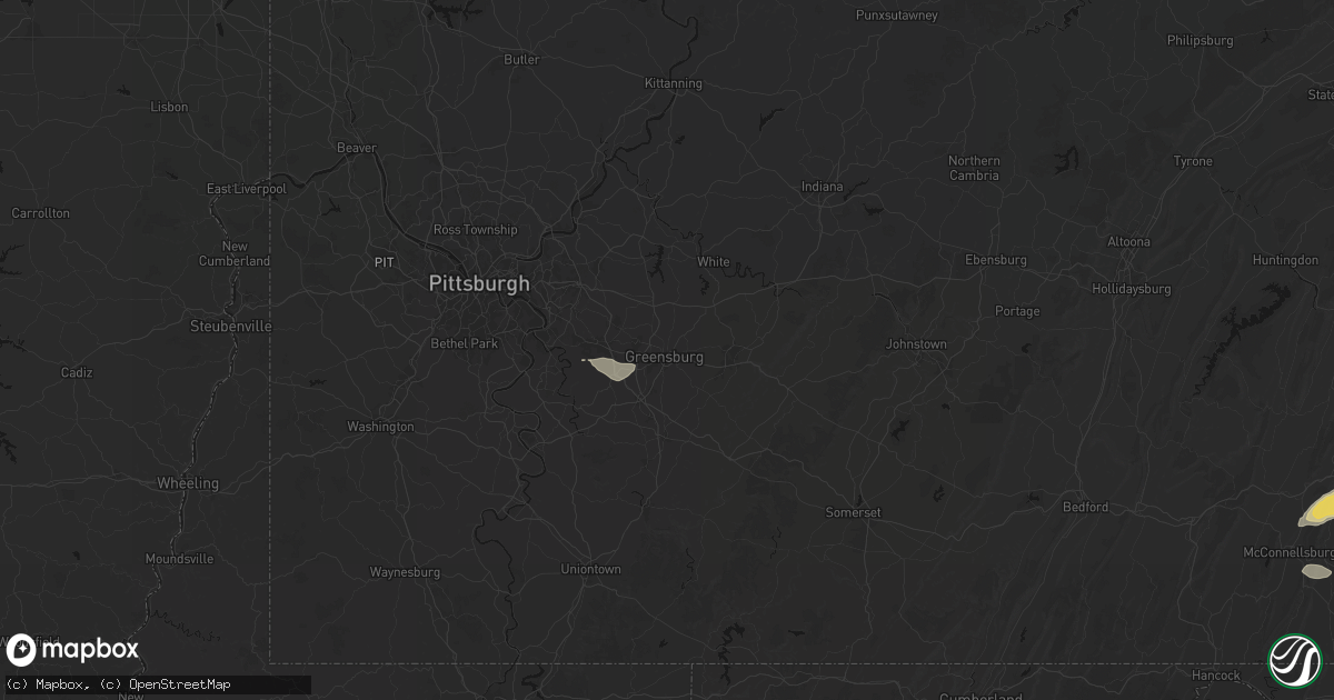 Hail map in Greensburg, PA on August 27, 2026