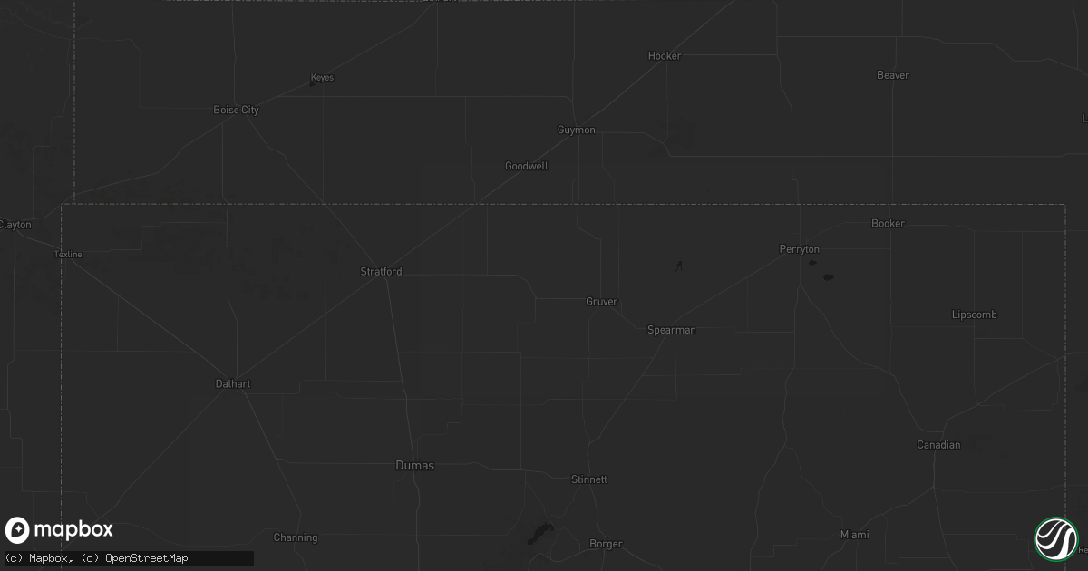 Hail map in Gruver, TX on August 27, 2026