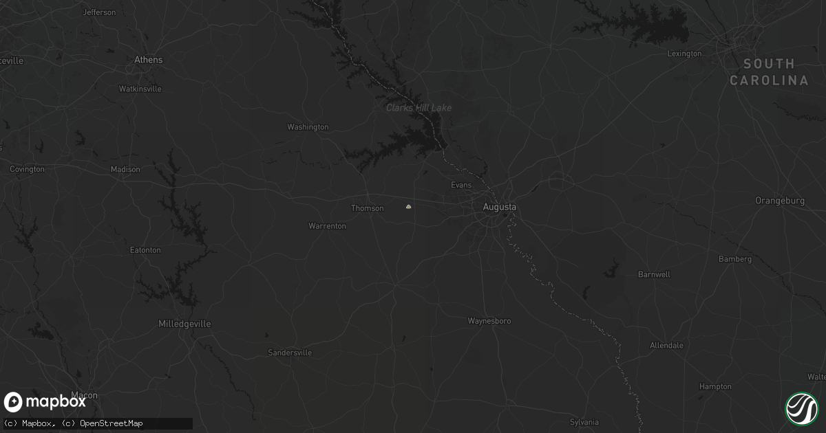 Hail map in Harlem, GA on August 27, 2026
