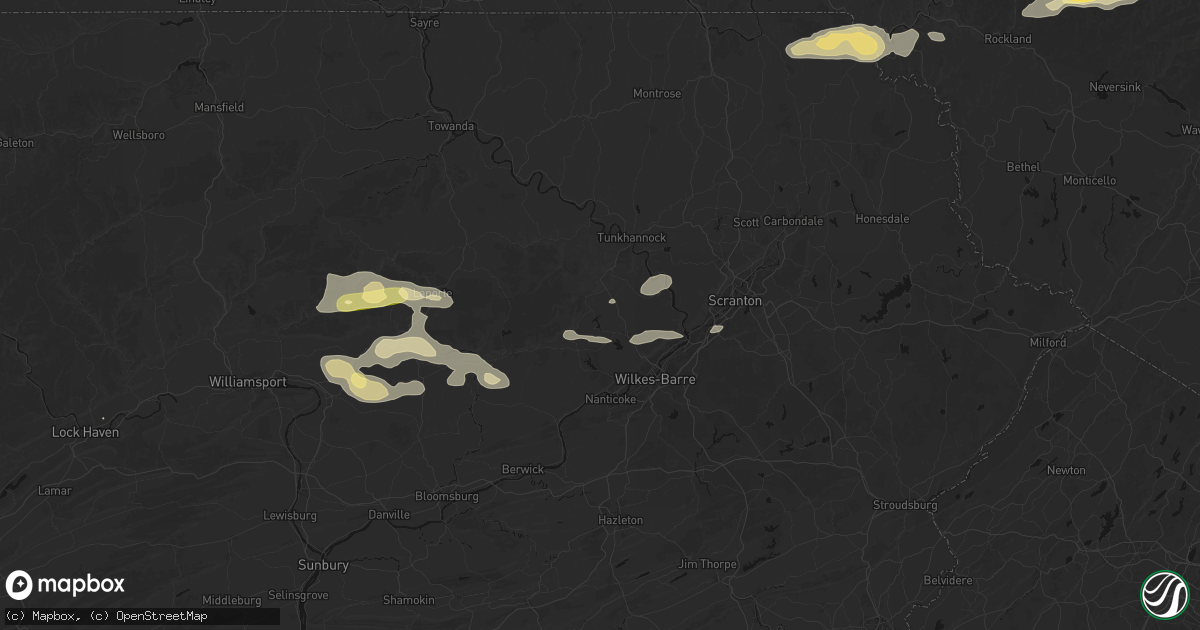 Hail map in Harveys Lake, PA on August 27, 2026