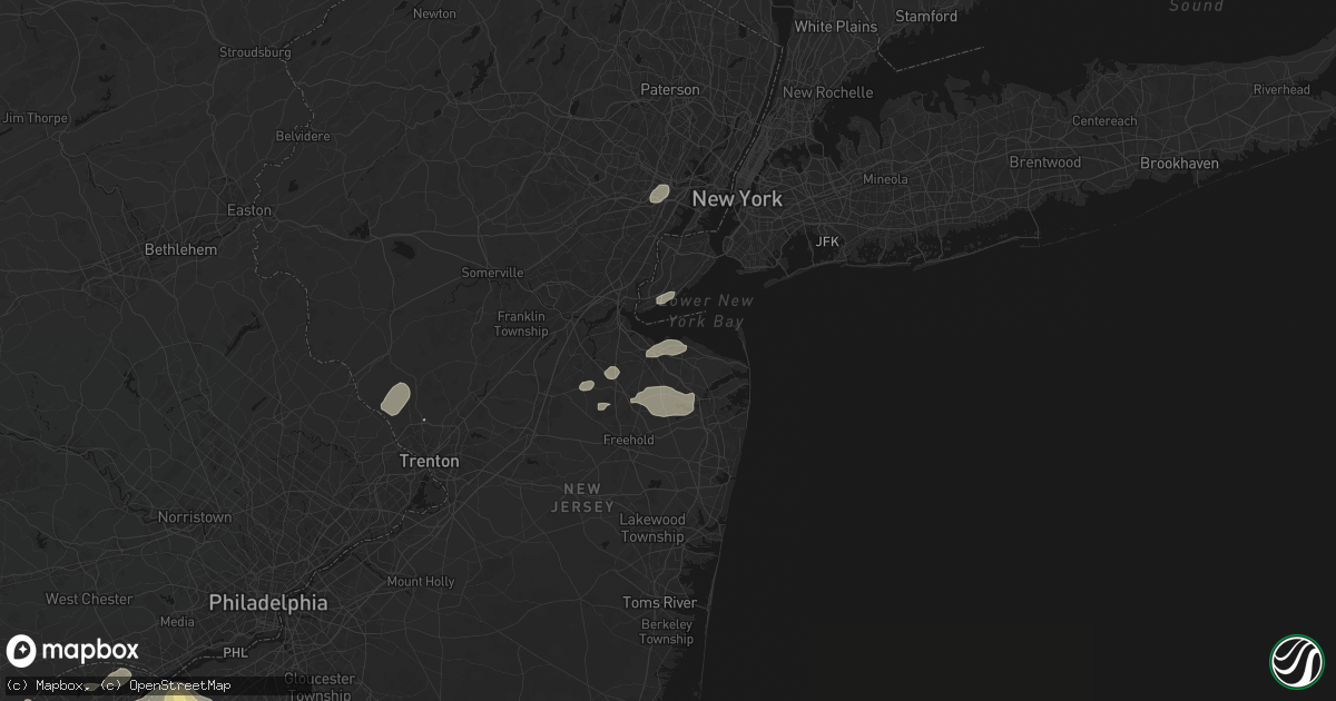 Hail map in Hazlet, NJ on August 27, 2026