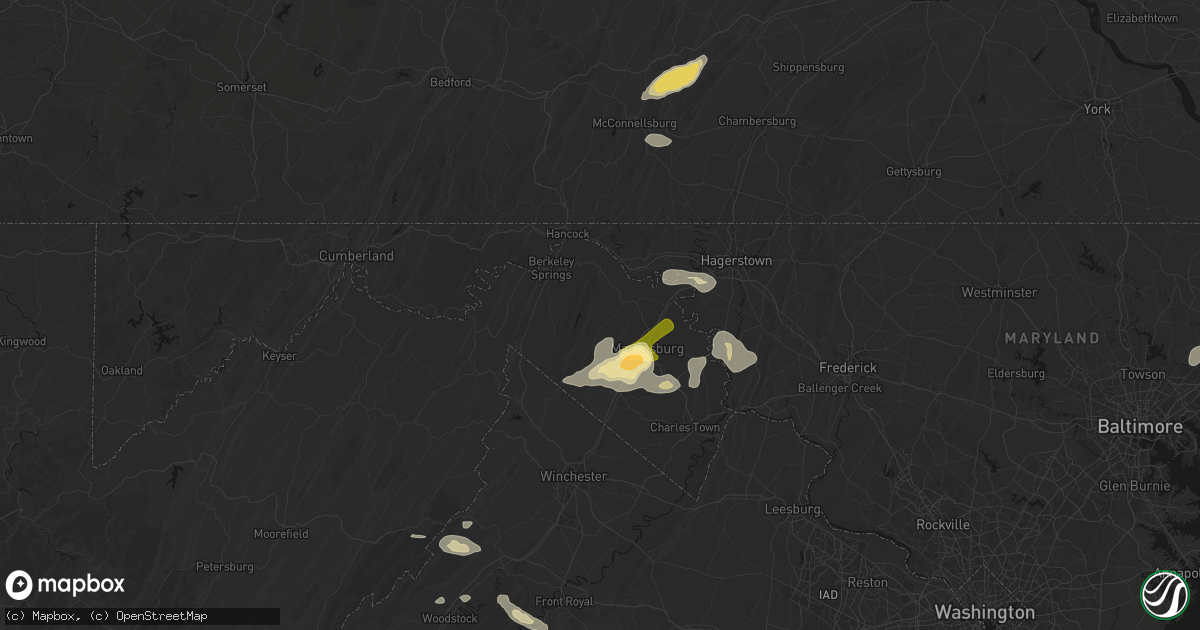 Hail map in Hedgesville, WV on August 27, 2026