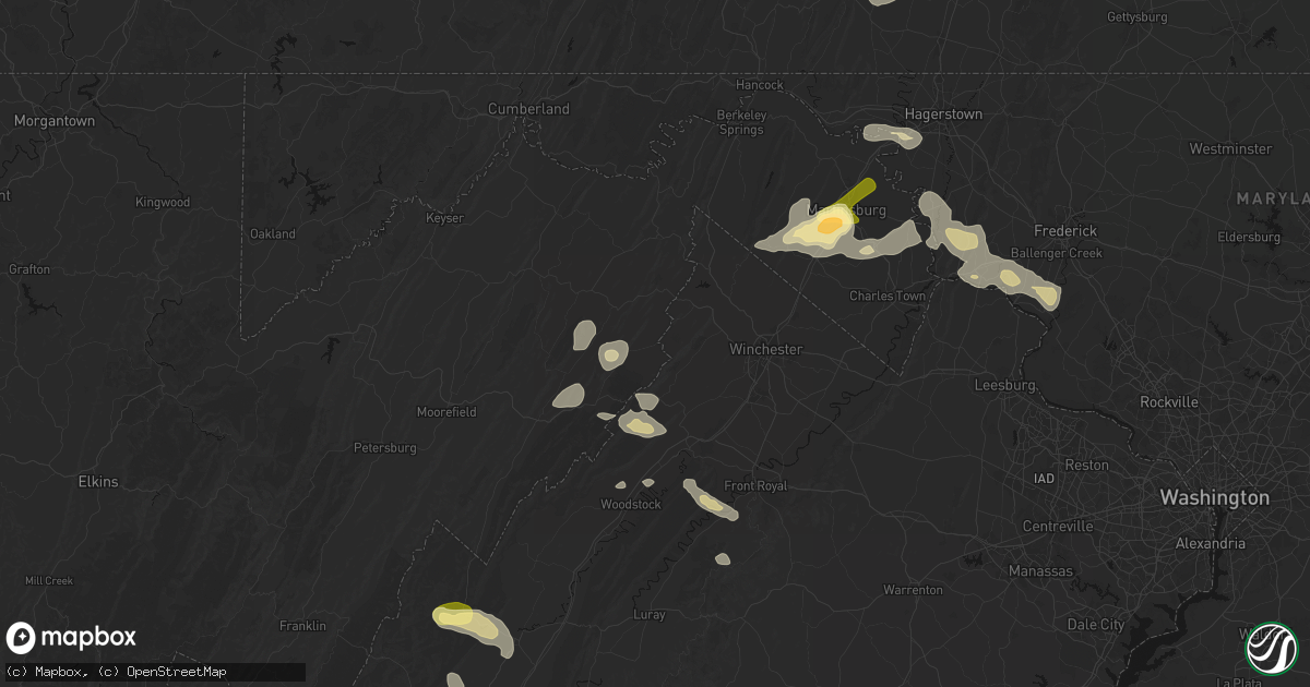 Hail map in High View, WV on August 27, 2026