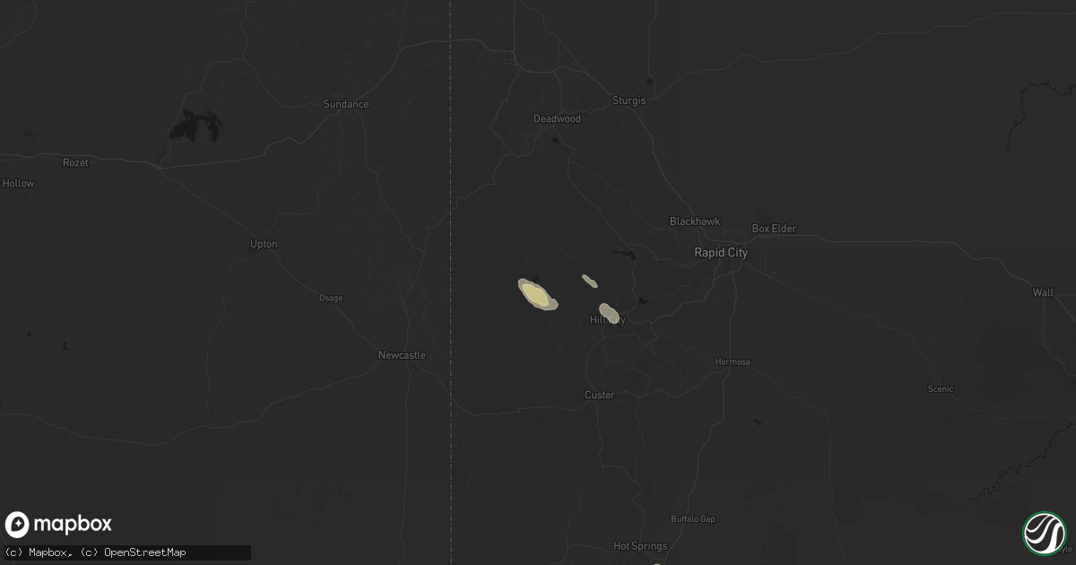 Hail map in Hill City, SD on August 27, 2026