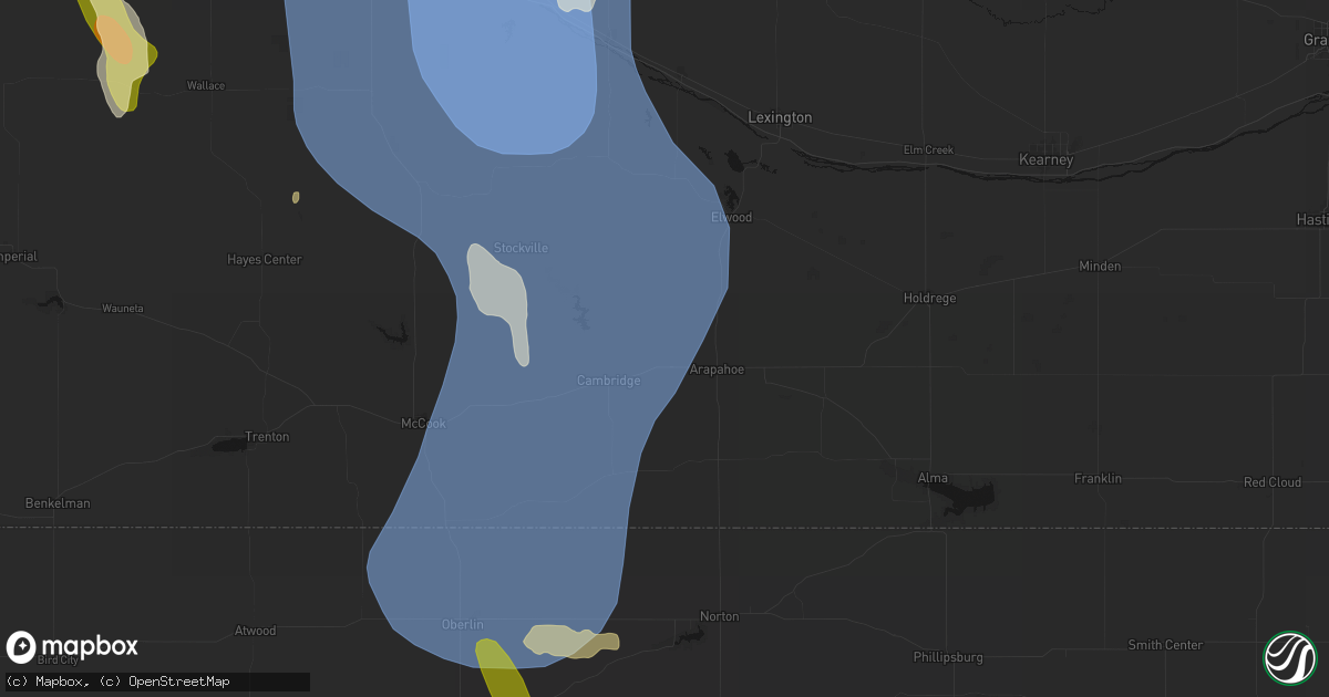 Hail map in Holbrook, NE on August 27, 2026