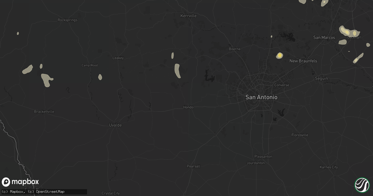 Hail map in Hondo, TX on August 27, 2026