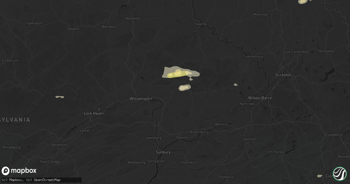 Hail map in Hughesville, PA on August 27, 2026