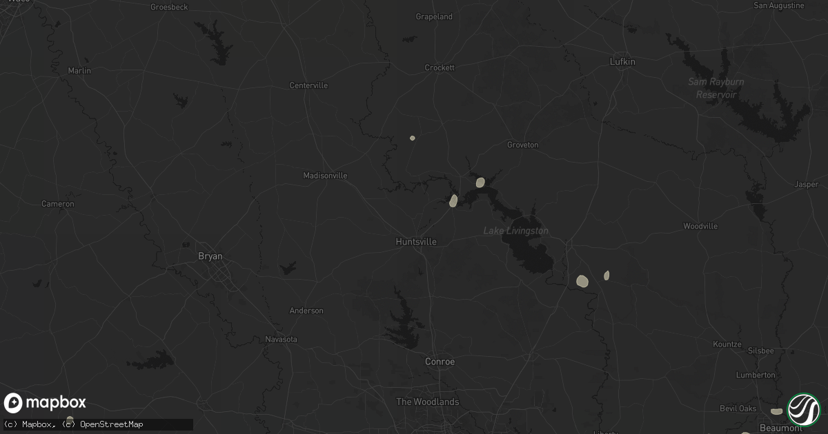 Hail map in Huntsville, TX on August 27, 2026