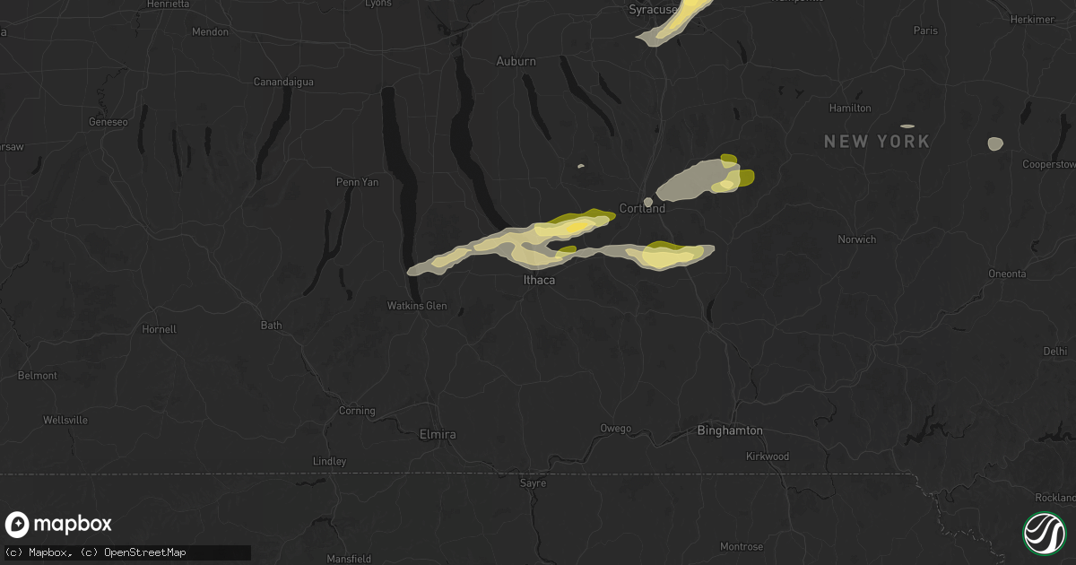 Hail map in Ithaca, NY on August 27, 2026